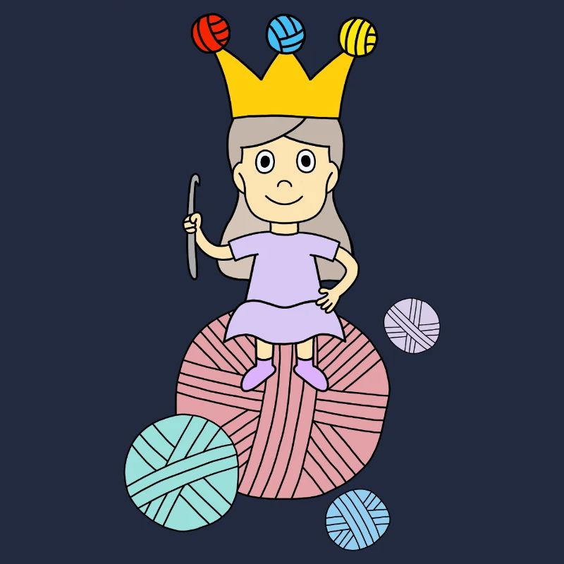 Kleine Strickkönigin mit Garnkugel