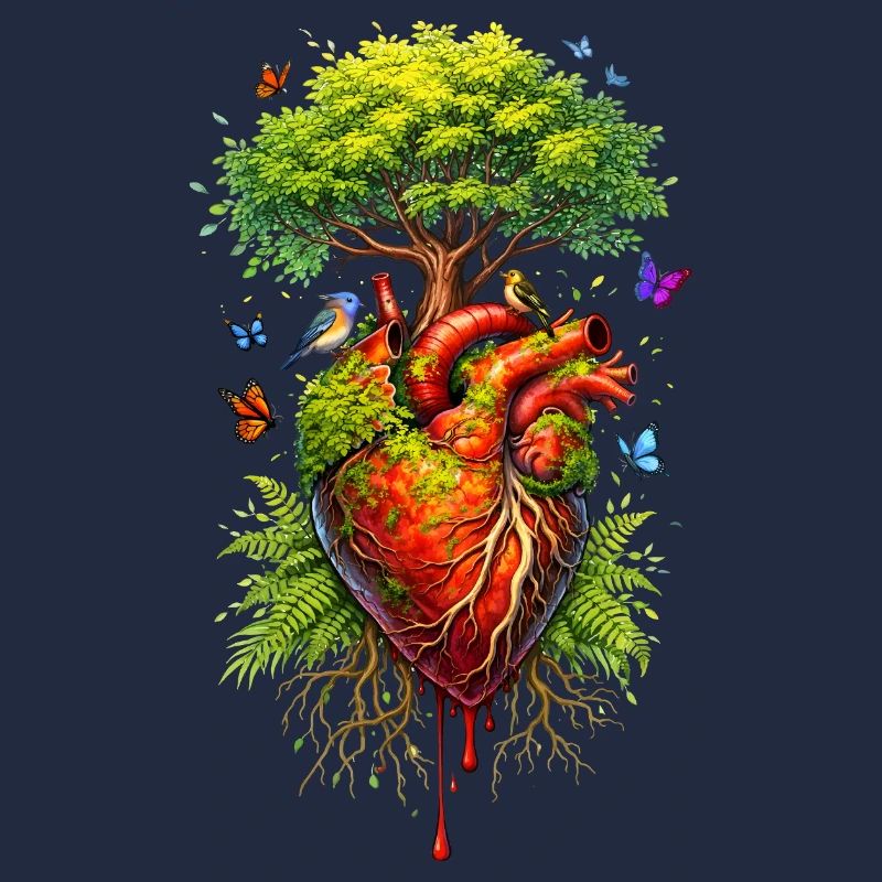 A tree grows on an anatomical heart