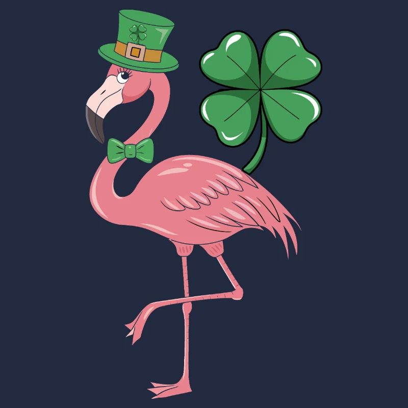 Flamant rose dans le style trèfle