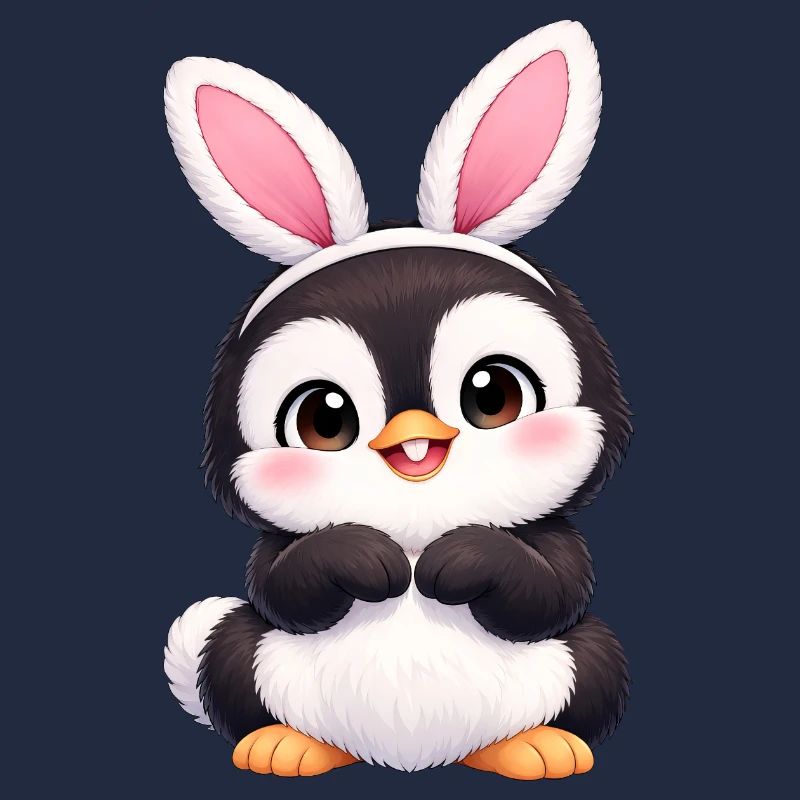 Cute Penguin Easter Bunny Bunny Ears Boyfriend