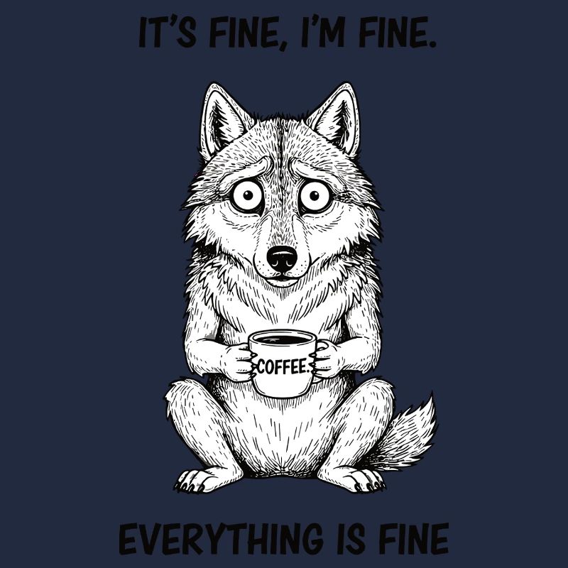 Its Fine Im Fine Coffee Wolf Humor