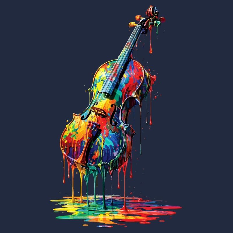 Violon avec de la peinture qui goutte