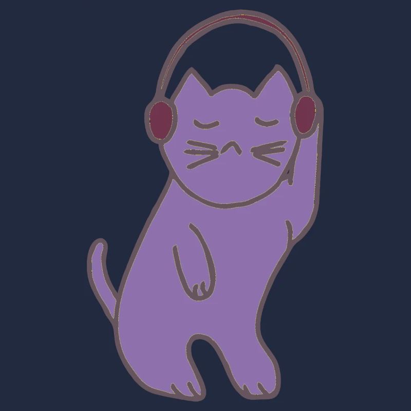 Lila Katzen mit Kopfhörer