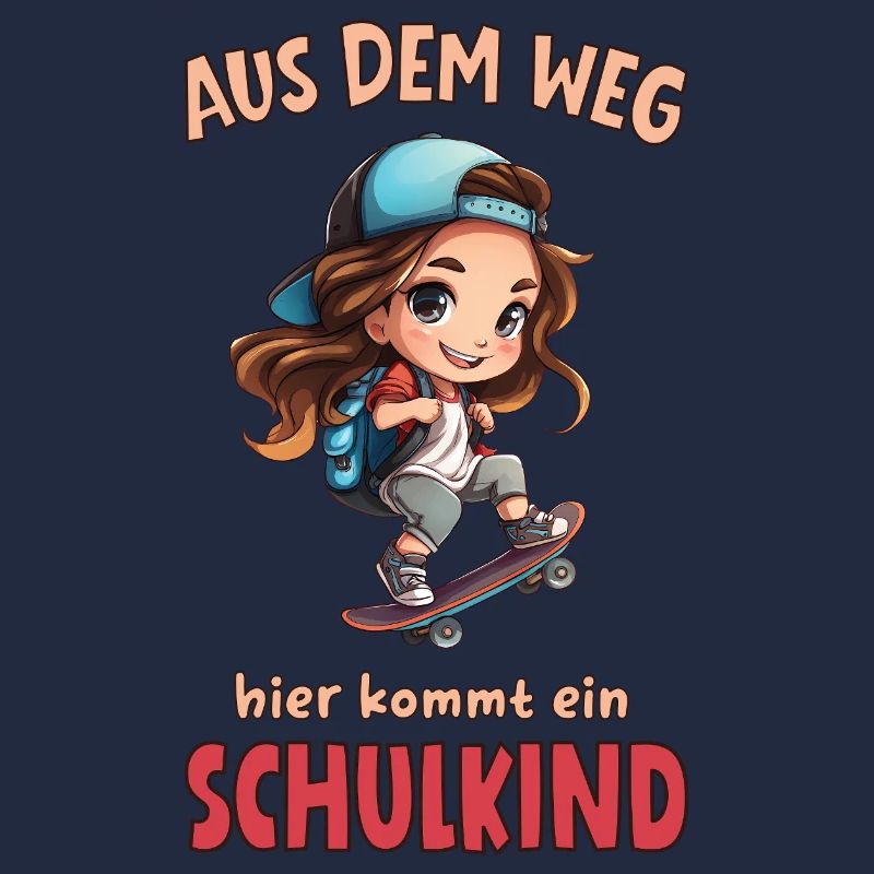 Schulkind Skateboard Cartoon Mädchen