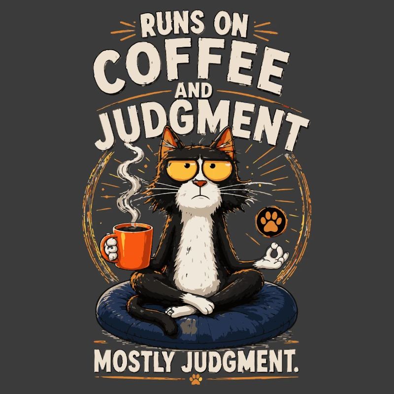 Coffee Cat Meditating: Judgment Zen