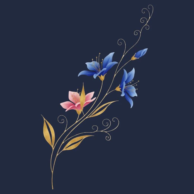 Liane fleur dorée Bleu Rose