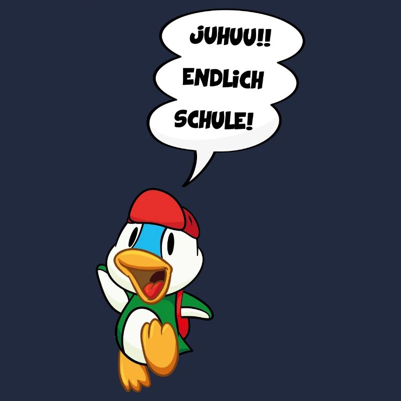 Cartoon duck finally school, kindergarten DD