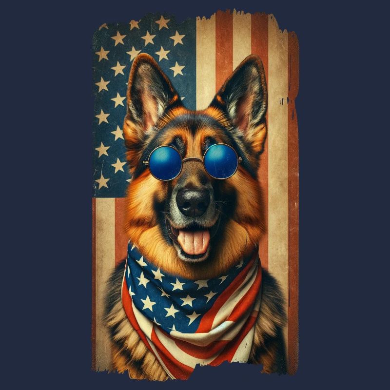 Schäferhund mit USA Flagge