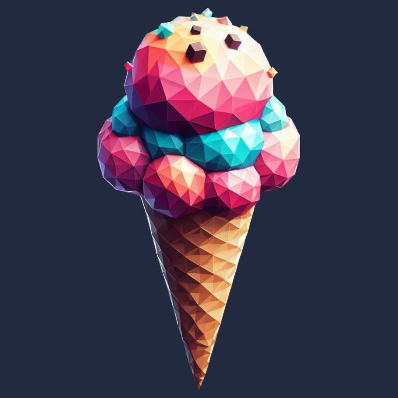 Eine leckere Eiswaffel im Polygon-Stil
