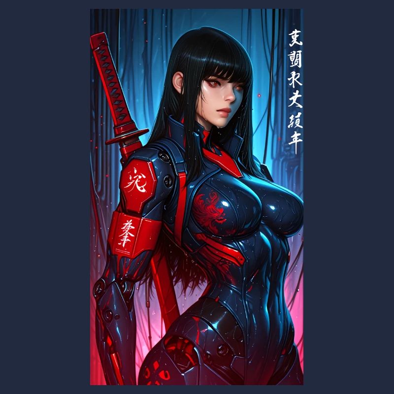 3D Sci-Fi Cyberpunk Samurai Warrior with Katana