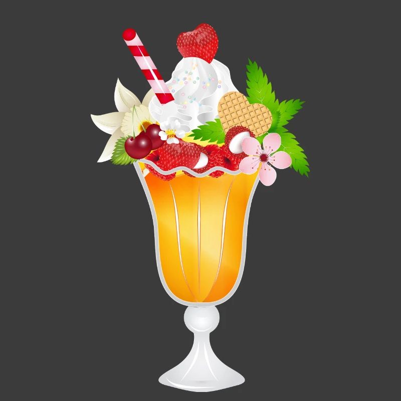 Fruchtiger Eisbecher mit Sahne und Waffel