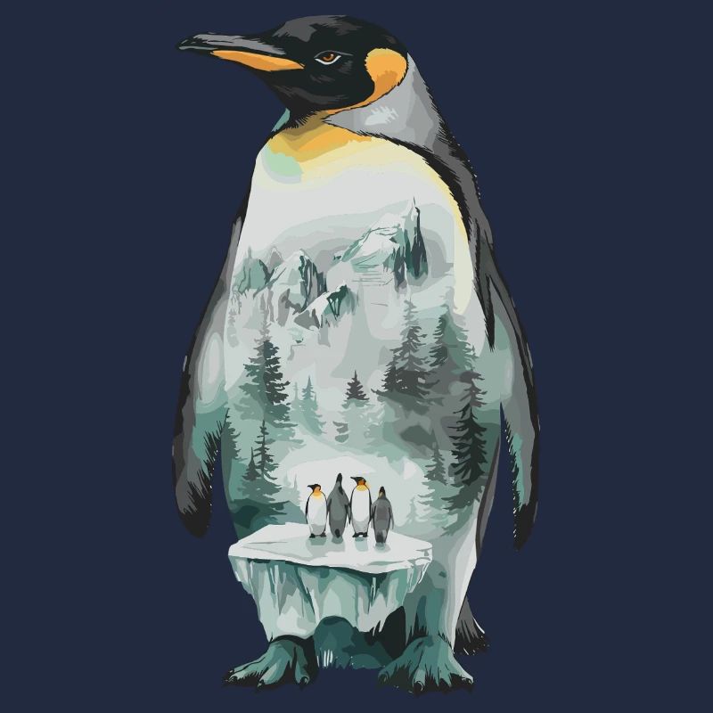 Penguin with landscape motif