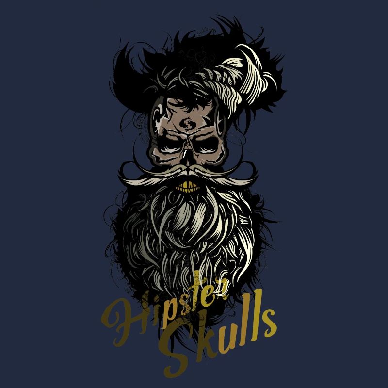 Kopf des Todes Hipster Kran Bart Schnurrbart Schädel b