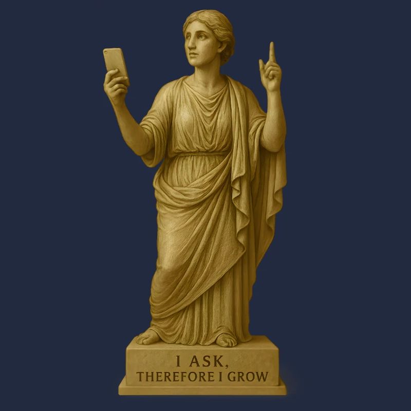 Antike Philosophenstatue mit Botschaft