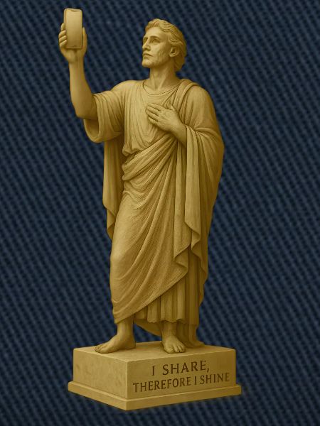 Antiker Philosophier-Statue mit Zitat