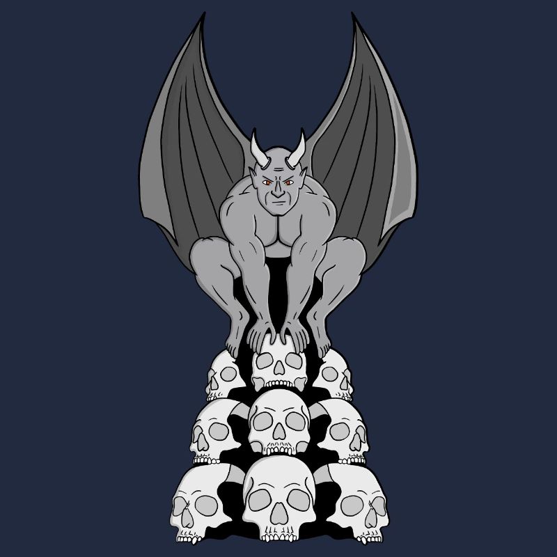 Gargoyle Dämon über Schädeln