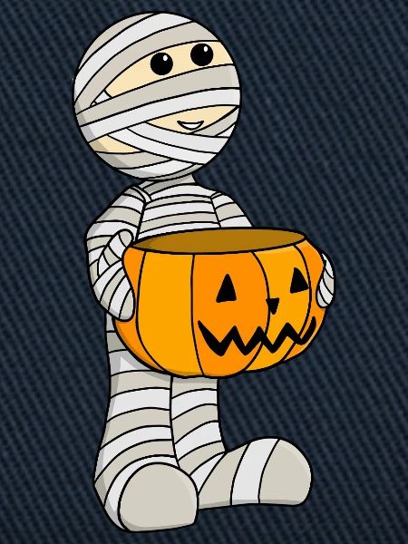Cute Mummy with Jack-o-Lantern