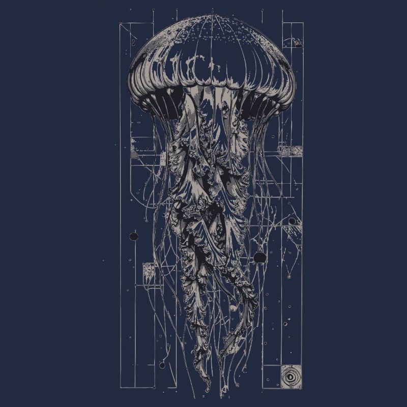 Black and White Technok Jellyfish