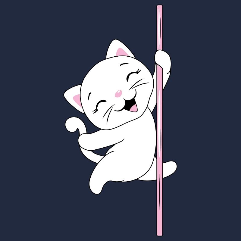 White_cat_is_dancing_on_a_pole