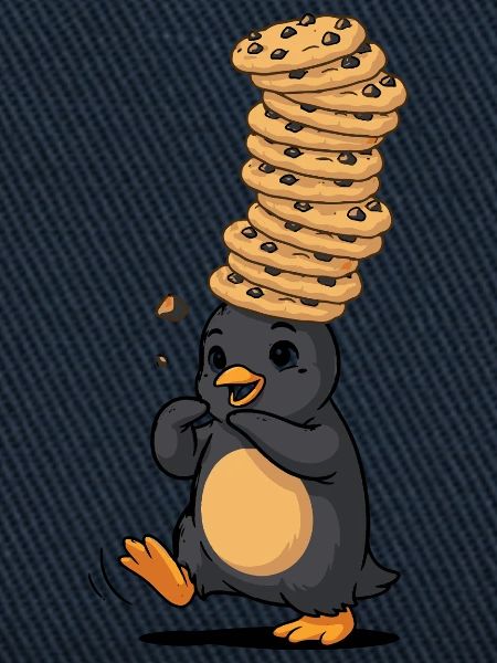 Pinguin Mit Riesigem Pfannkuchenstapel