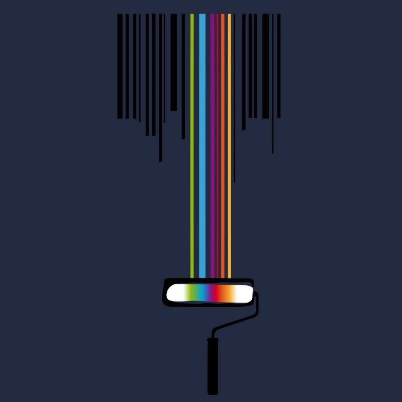 A paint roller with a bar code