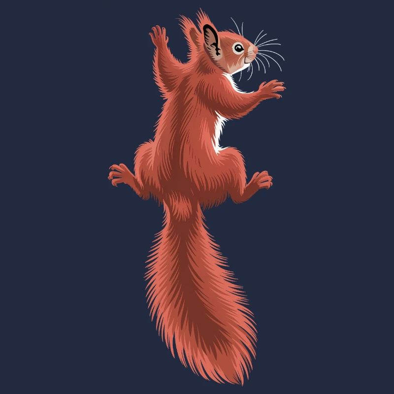 Cute climbing red squirrel