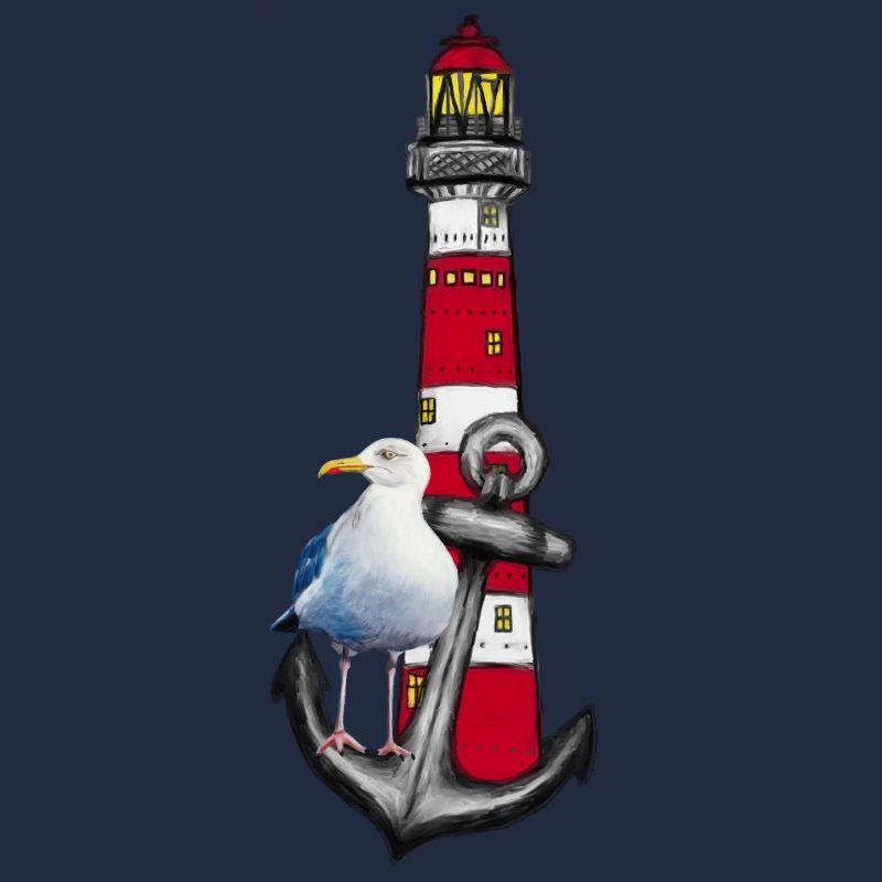 Leuchtturm Strandvogel Grafik Anker