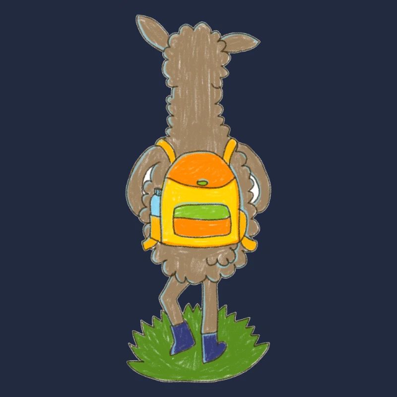 Lama mit buntem Rucksack