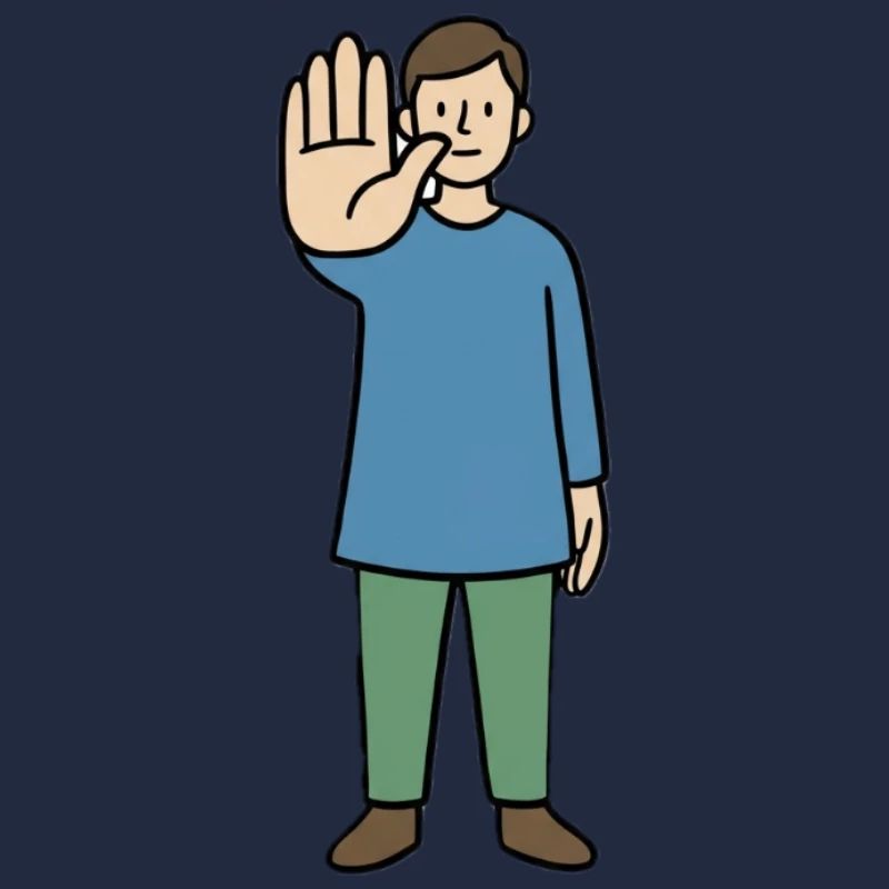Stop Geste Cartoonfigur