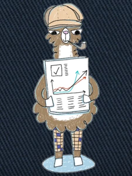 Detektiv-Lama mit Pfeilgrafik