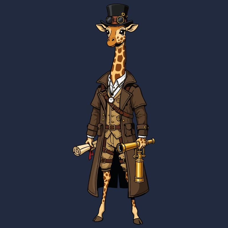 Girafe Exploratrice Steampunk Haut-de-Forme Chic