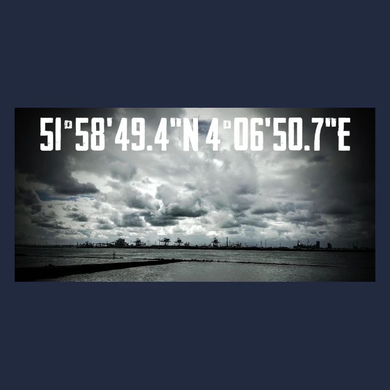 Coastal coordinates with industrial landscape