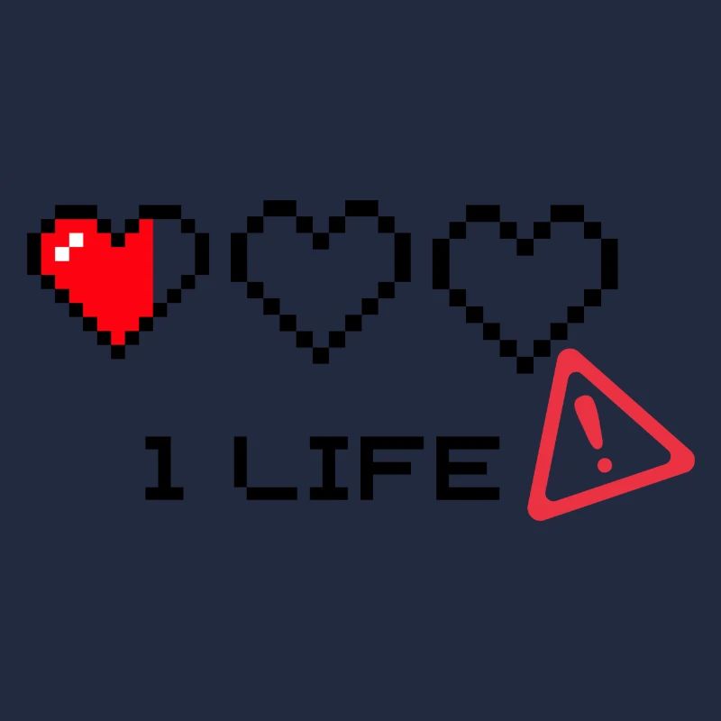 Pixelherz und Warnsymbol Duo