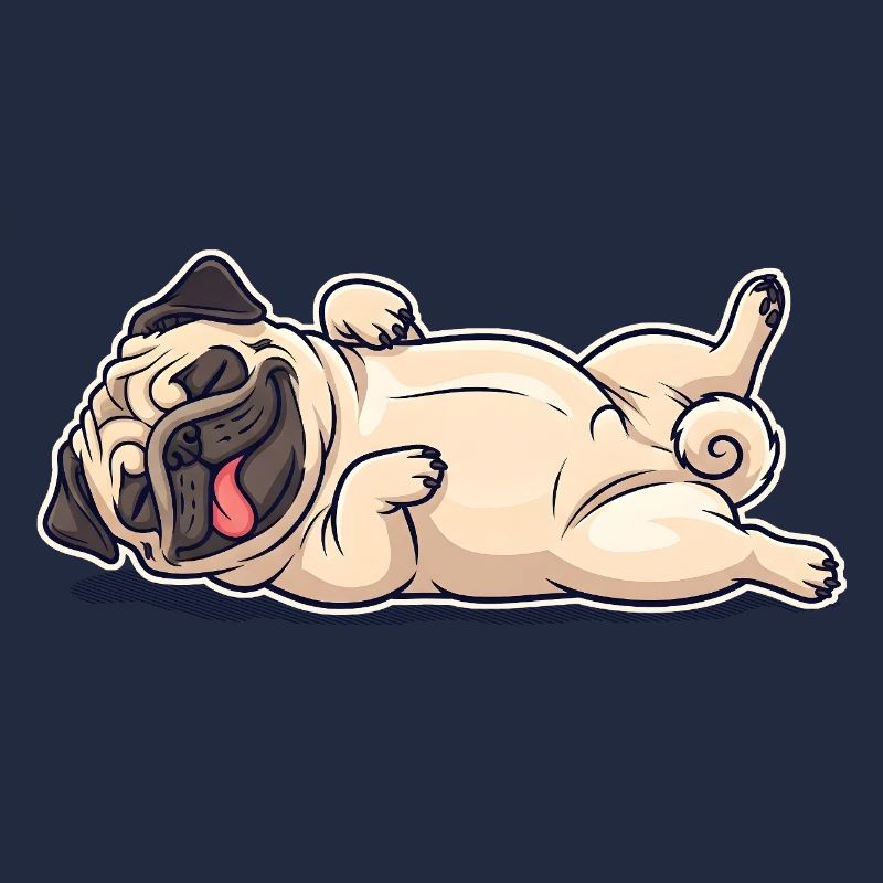  Mops beim chillen - lustiges Comic Hundemotiv