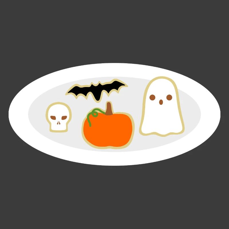 Halloween Cookie Plate With Pumpkin Ghost Skull 