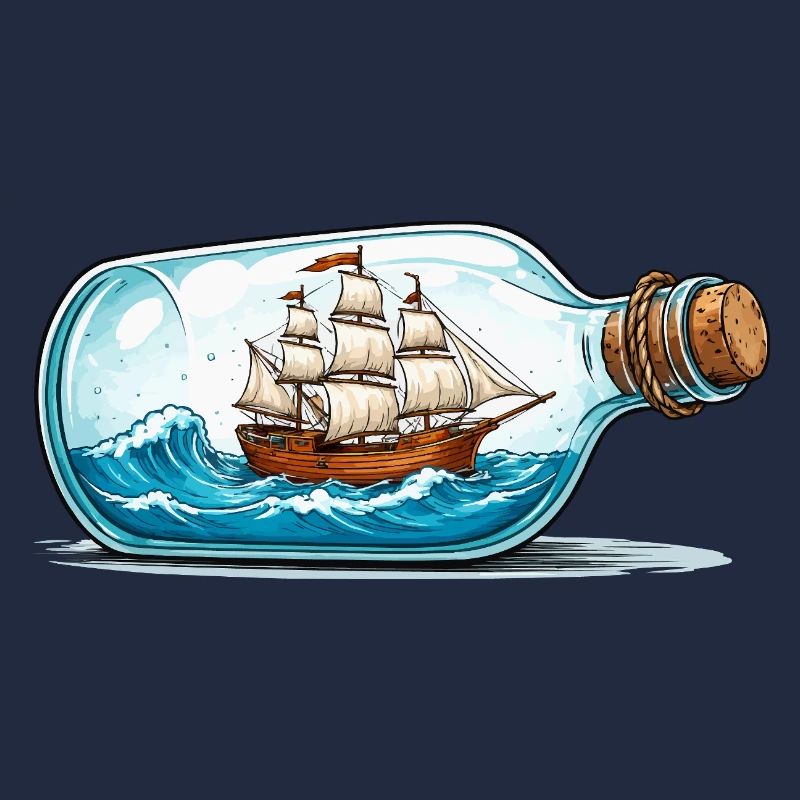 Schiffsmodell in Flasche