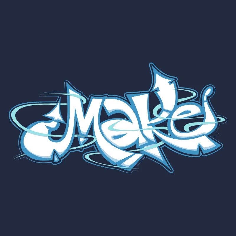 Blue word make graffiti