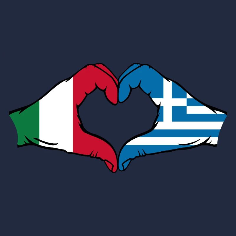 Italie Grèce Drapeau Mains Coeur Forme