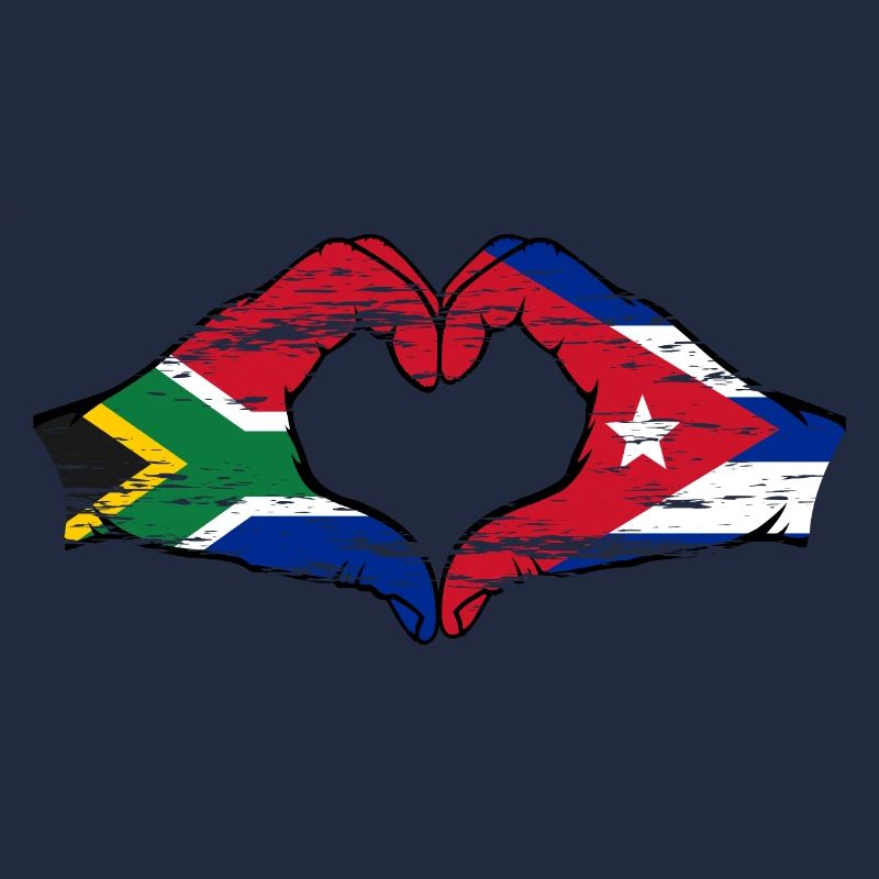 Afrique du Sud Cuba Drapeau Mains Coeur Forme Utilisé
