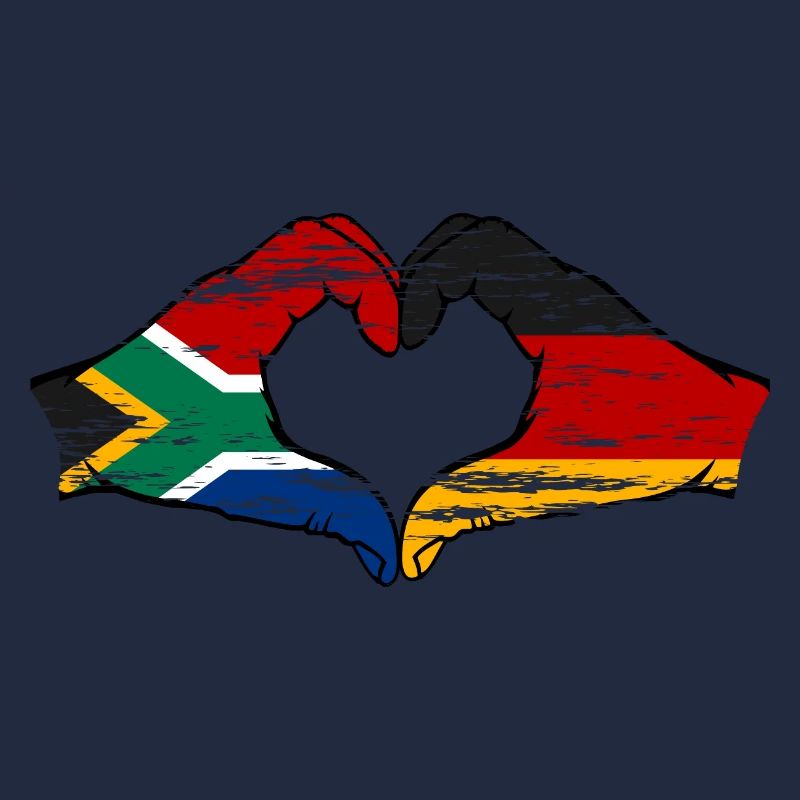 Afrique du Sud Allemagne Drapeau Mains Coeur Forme Utilisé