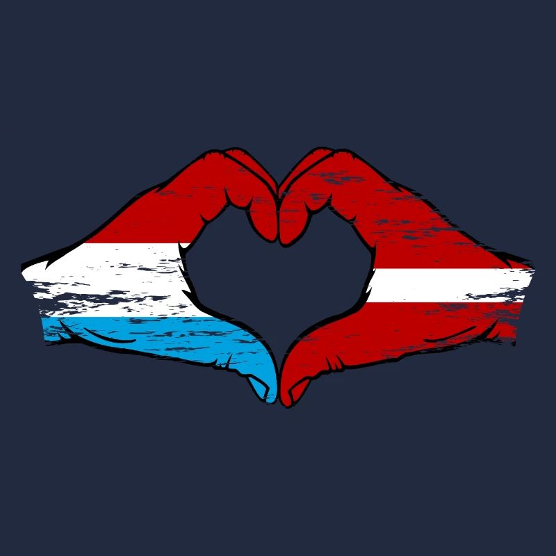 Luxembourg Lettonie Drapeau Mains Coeur Forme Utilisé