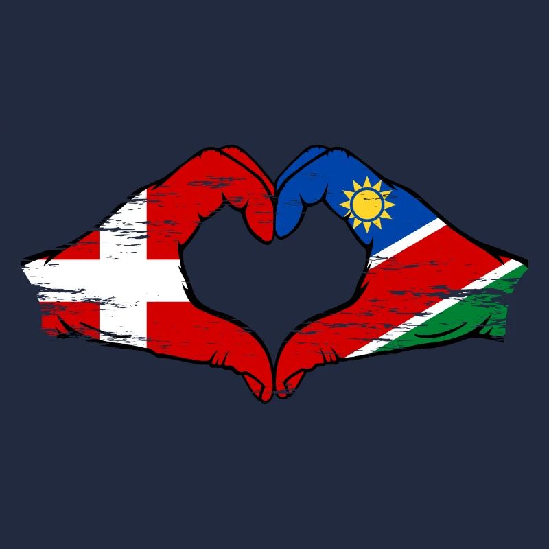 Danemark, mains drapeau de la Namibie, cœur utilisé