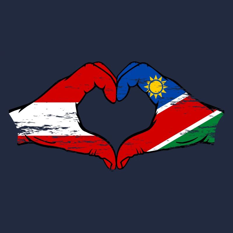 Austria Namibia Flag Hands Heart Shape Used