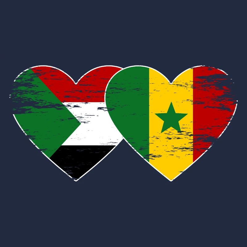 Sudan Senegal Flagge Herz