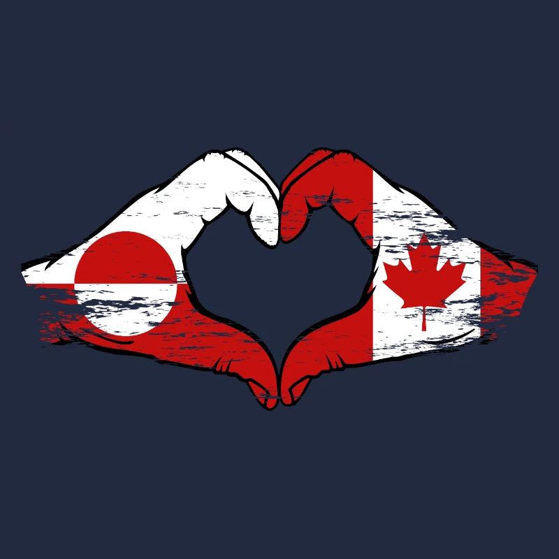 Mains du drapeau du Groenland, Canada, forme de cœur utilisée