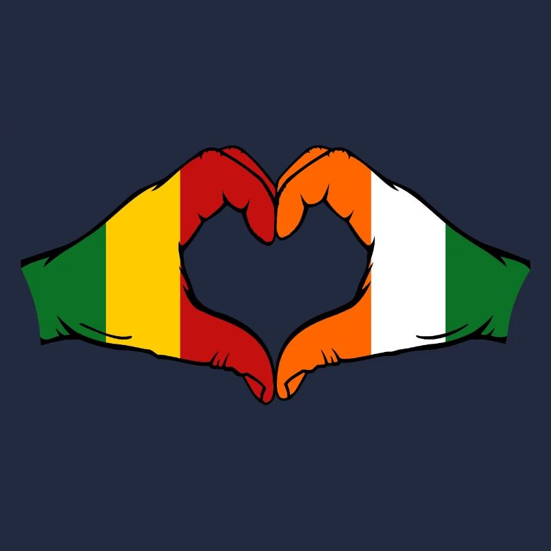 Drapeau de la Côte d’Ivoire du Mali Mains en forme de cœur