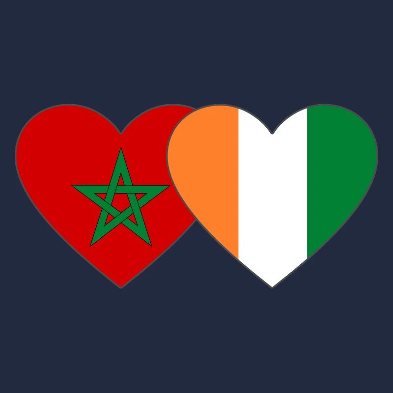 Côte d'Ivoire Morocco Flag Heart