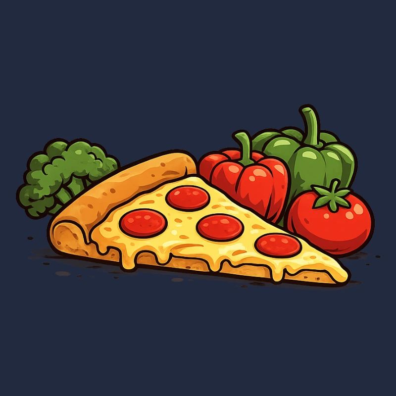 La pizza est mon légume - Un design de restauration rapide amusant
