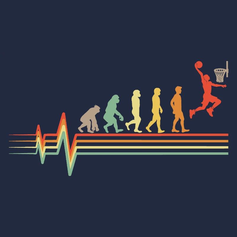 Basketball Evolution Retro ECG Heartbeat Gift