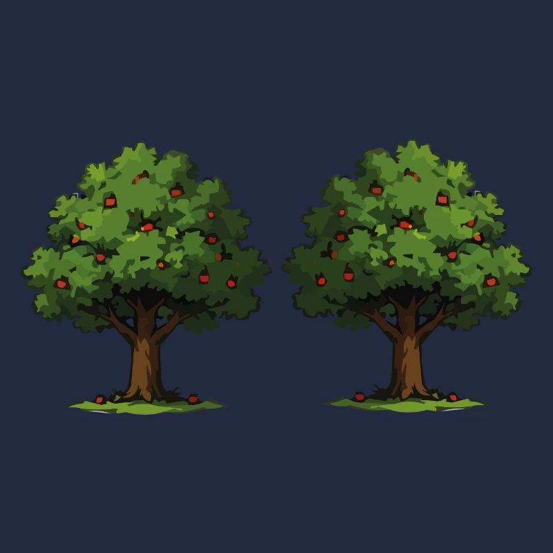 Double tree with red apples